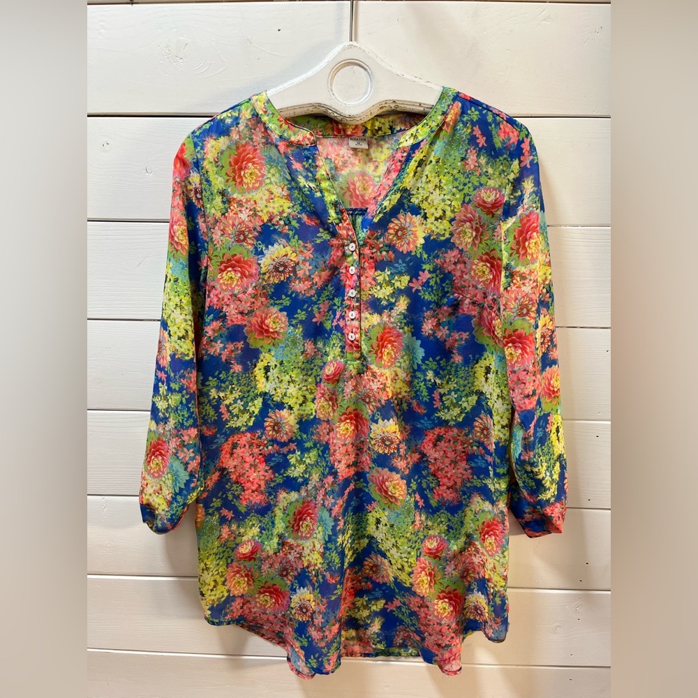 ROSA FAIA Floral Beach Tunic – Size M